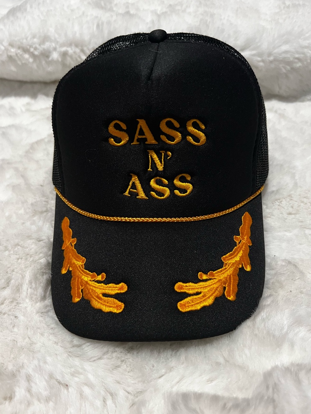 NWOT Sass N’ Ass Priscilla Block Trucker Hat